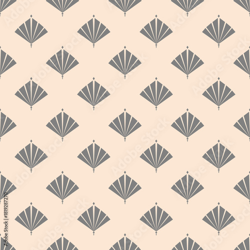 Geometric pattern seamless of soft gray on warm beige background. Pattern geometric modern design. Diamond, abstract floral, motif, elegant, minimal style for textile, fabric print, texture, paper.