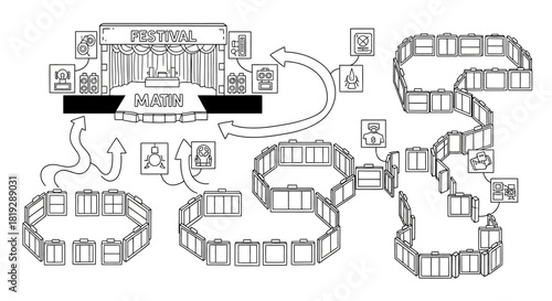 Festival Stage and Exhibition Booths Layout Diagram.