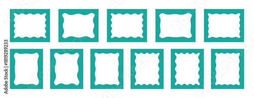 Zigzag edge and scallop edge. Wave edge frame. Doodle wavy borders. Rectangle shape with zigzag edges. Vector illustration.
