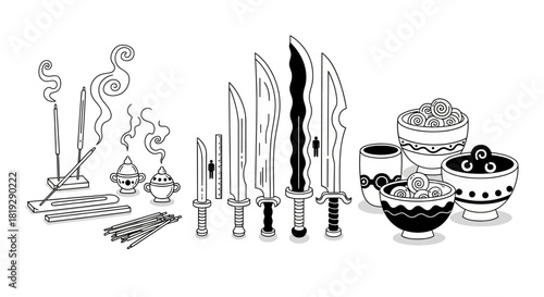 Hand drawn collection of fantasy RPG items and assets.