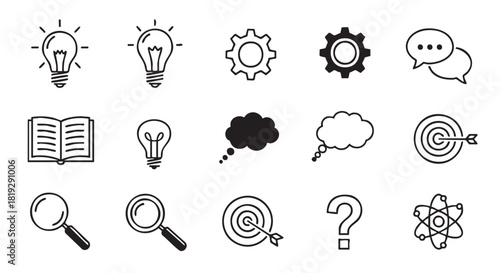 Doodle style education and research icons for creative projects concept