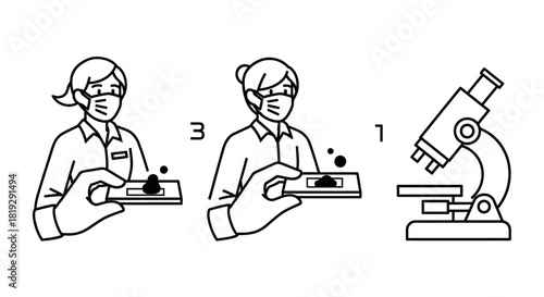 Medical professional analyzing sample under microscope for research and study.