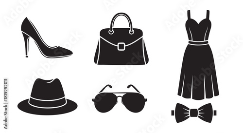 Fashionable accessories including a high heel shoe handbag and hat collection