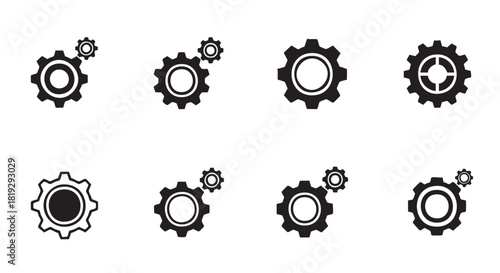 Gear mechanism icons set engineering and mechanical concept vector illustration