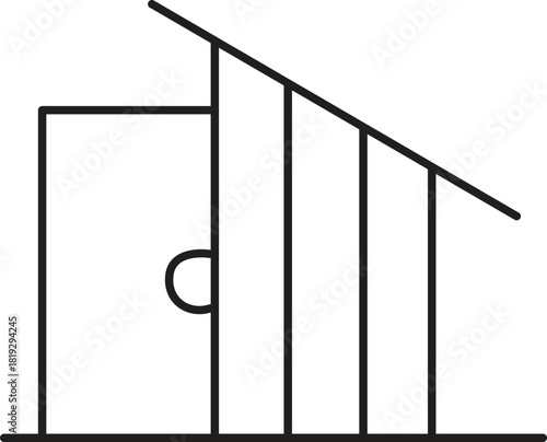 Architectural Simplicity: Minimalist illustration of a small outdoor wooden outhouse. Clean lines create a simple yet intriguing structure. 