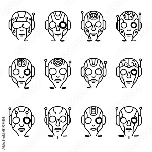 humanoid robot head with glowing eyes