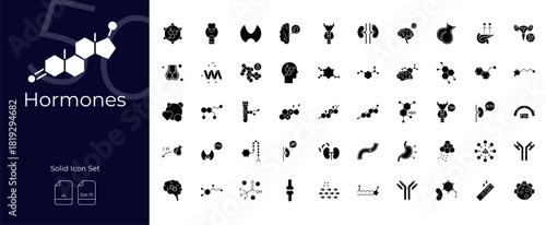 Hormones Solid Editable Icons set