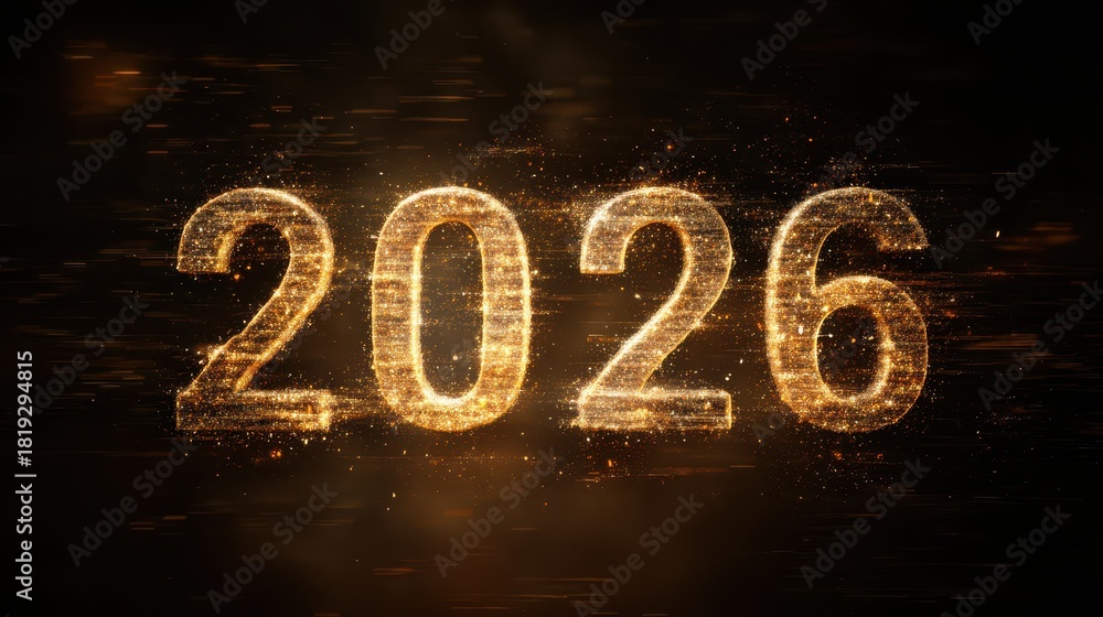 Obraz premium Countdown to New Year 2026 celebration in sparkles