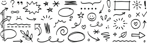 clean, collection, lines, art, bubbles, speech, shapes, doodles, symbols, design, white, description:, sketch, sparkles, elements, drawn, vector, creative, includes, punctuation, keywords: