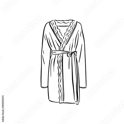 Dressing gown illustration. Night ware drawing. 