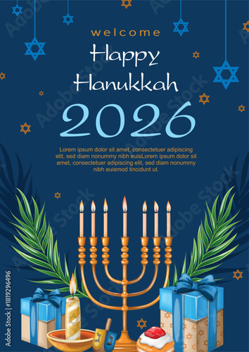 Happy Hanukkah invitation poster