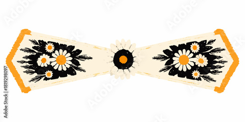 Daisy flower arrangement with fringed edges in a retro style