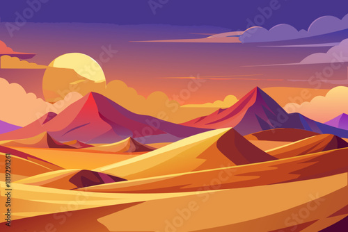 Majestic view of a vast desert with towering rock formations vector illustration