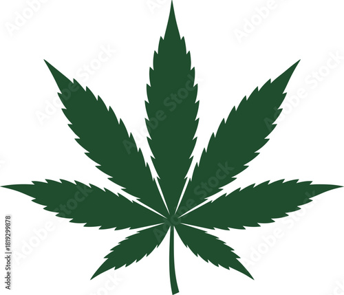 Cannabis Leaf Vector Illustration in Dark Green