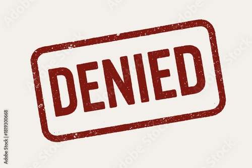 Grunge denied stamp textured vector with red ink on light background