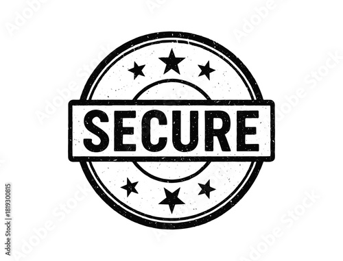 Secure stamp with stars in vintage grunge style for safety assurance