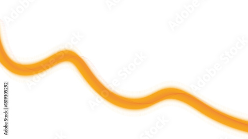 Vibrant orange fuzzy wave line flowing on clean white background