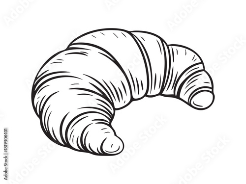 hand drawn croissant icon on transparent background 
