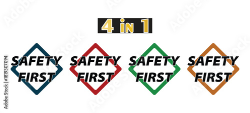 Workplace Safety First Caution Signage and Warning Icons Set, Hazard Protection Symbols