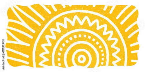 Yellow and white hand drawn boho style graphic element
