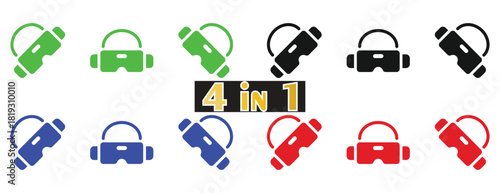 Diverse Virtual Reality Headset Icon Collection, Modern Digital Entertainment and Communication Devices