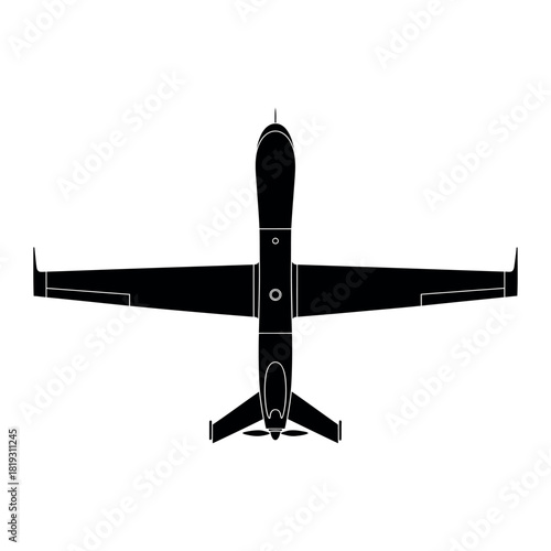 Iai heron drone silhouette viewed from above isolated on white background