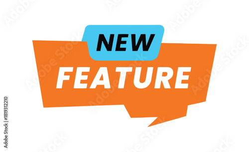 A bright orange banner with a blue tag displays the words "NEW FEATURE" in bold white letters, indicating a recent addition or update.
