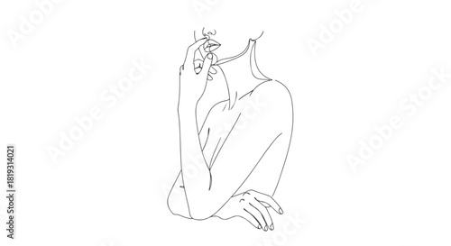 Continuous single line art illustration of a woman's figure in minimalist style c