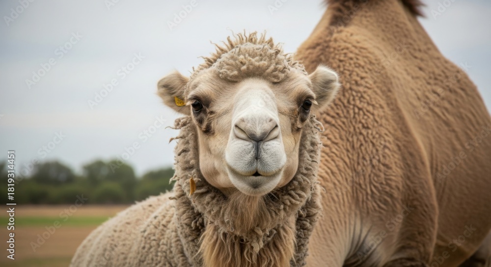 Obraz premium Camel portrait in a field