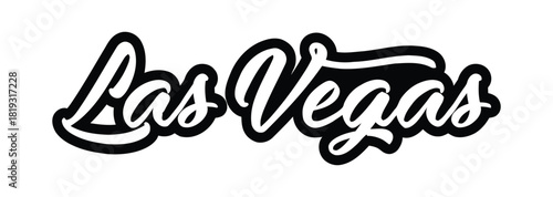The iconic script lettering for "Las Vegas" is presented in a bold, graphic style on a clean white background.