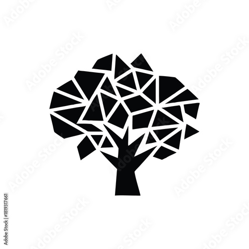 Tableau sur toile Tree with geometric mosaic pattern for foliage representing nature and modern de