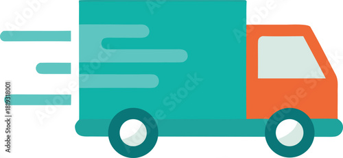 Fast delivery truck icon moving quickly for logistics and shipping