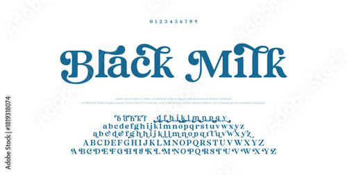 Elegant font alphabet uppercase lowercase and number. Classic lettering minimal fashion designs. Typography modern serif fonts regular decorative vintage concept. Vector illustration.