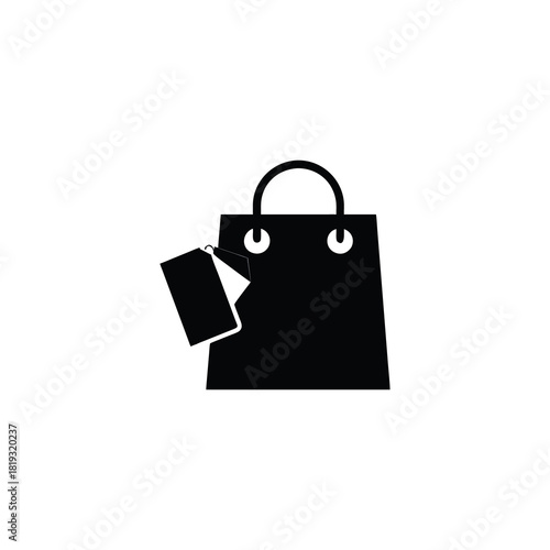 Shopping bag with tag isolated on white background representing commerce and retail isolated on transparent background