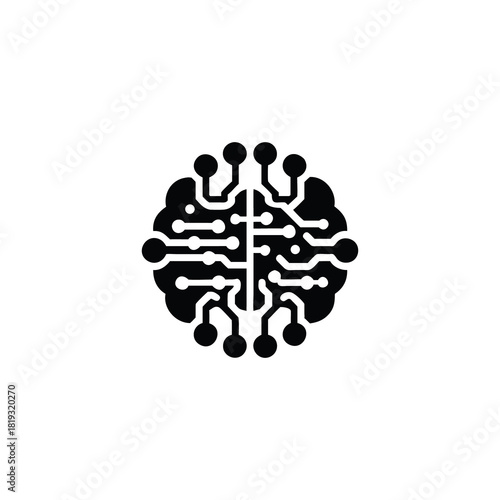 Brain circuit board icon representing artificial intelligence and digital technology isolated on white background isolated on transparent background