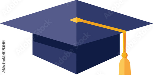 Graduation cap with tassel isolated on white, symbol of academic achievement