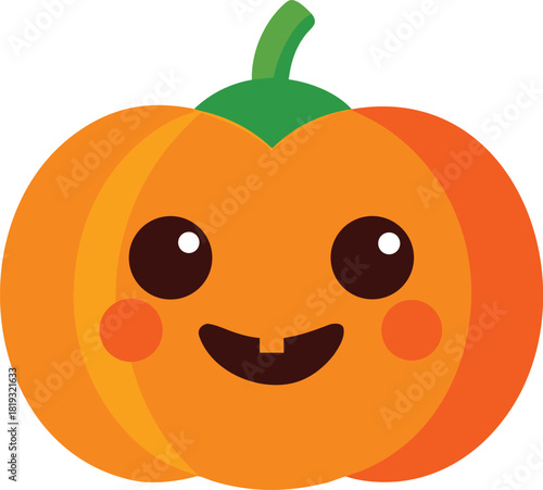 Cute smiling pumpkin with cheeks and big eyes, halloween character