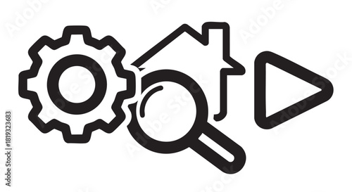 Gear mechanism icon representing engineering technology and industrial processes design