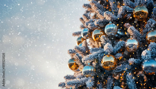 カラフルなクリスマススリーの美しいオーナメント　デコレーション