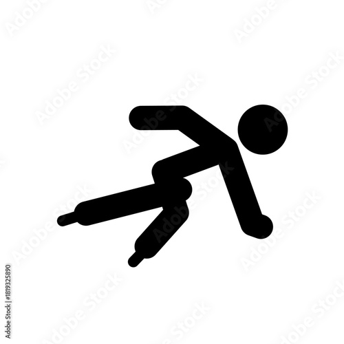 Short track speed skater pictogram vector icon