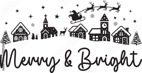 Merry & Bright  On a White Background