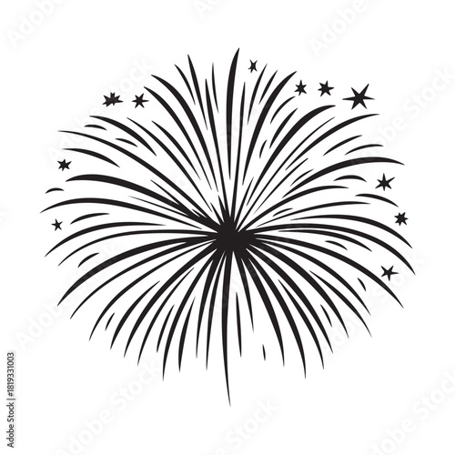 Fireworks silhouette, fireworks silhouette isolated on white background, celebratory explosion elements