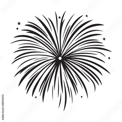 Fireworks silhouette, fireworks silhouette isolated on white background, celebratory explosion elements