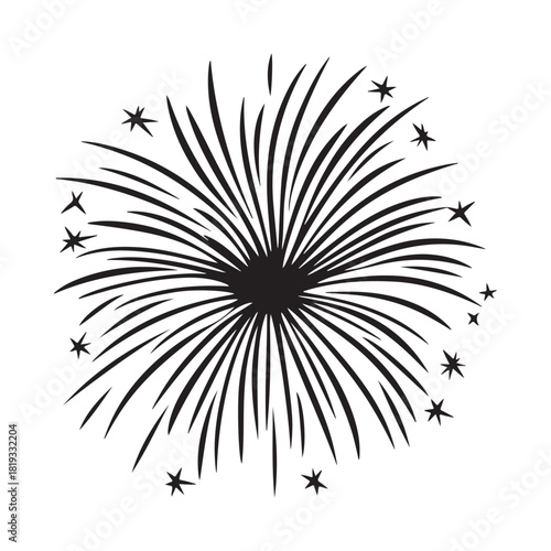 Fireworks silhouette, fireworks silhouette isolated on white background, celebratory explosion elements