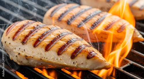 Grilled Chicken Breast Fillets with Flames