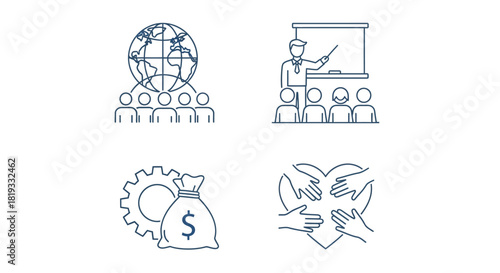 Vector illustration of set of business and charity icons