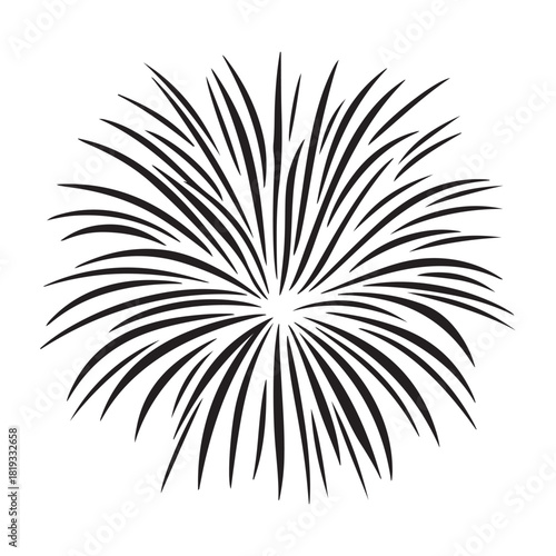 Fireworks silhouette, fireworks silhouette isolated on white background, celebratory explosion elements