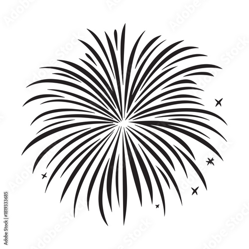 Fireworks silhouette, fireworks silhouette isolated on white background, celebratory explosion elements
