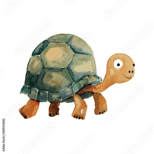 Cute Cartoon Turtle Illustration Friendly Tortoise Character.