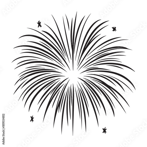 Fireworks silhouette, fireworks silhouette isolated on white background, celebratory explosion elements
